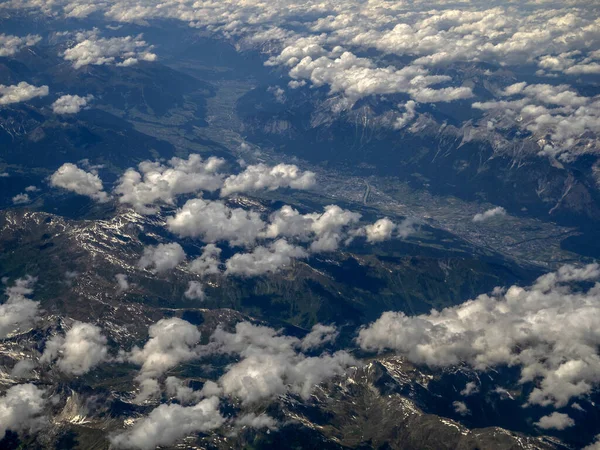 Innsbruck Κοιλάδα Εναέρια Πανόραμα Από Τοπίο Αεροπλάνο — Φωτογραφία Αρχείου