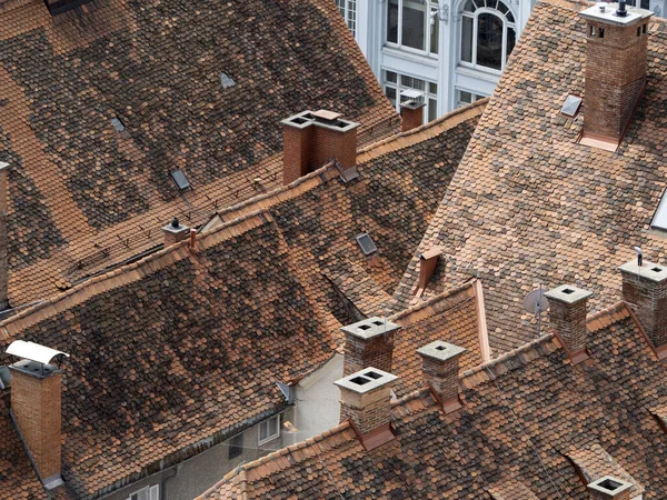 Austria Roofs Details Tile View City Лицензионные Стоковые Изображения