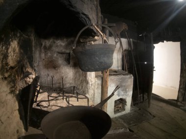 Eski Avusturya kulübe ahşap ev iç görünümü