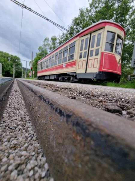 Gammal New York Spårvagn Röd Vagn Från 1939 — Stockfoto