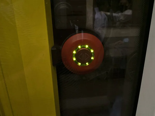 Tram Metro Tramway Door Opener Button Close — стоковое фото