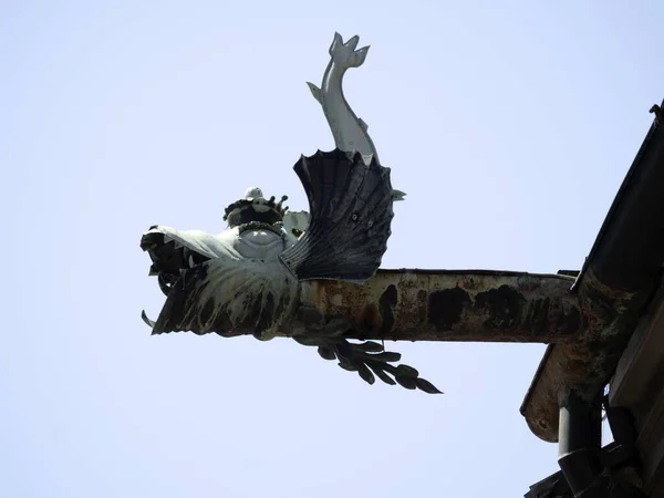 Graz Rakouské Střechy Detail Moře Netvor Měď Okap Pohled — Stock fotografie