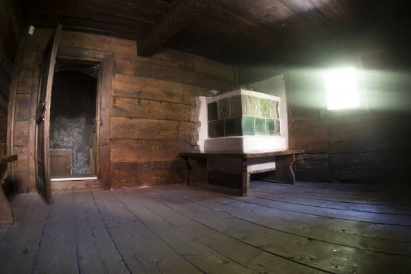 Old Austria Cabin Wood House Interior View — Stock Photo, Image