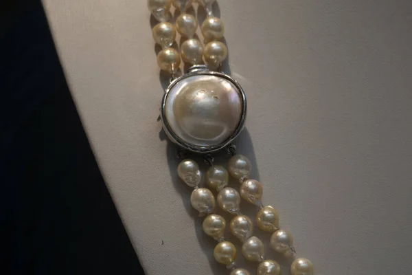 Collar Perlas Naturales Detalle Collier Macro —  Fotos de Stock