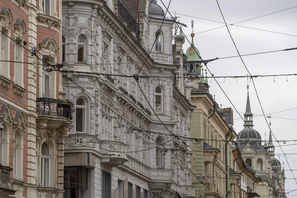 Graz Avusturalya Tarihi Binaları Sokak Manzaralı Şehir Manzarası — Stok fotoğraf