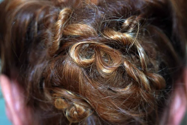 Detalle Peinado Boda Mujer Cerca —  Fotos de Stock