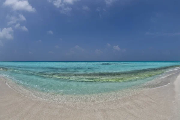 Summer Tropical Sandy Beach Turquoise Water Lagoon Panorama — Stock Photo, Image