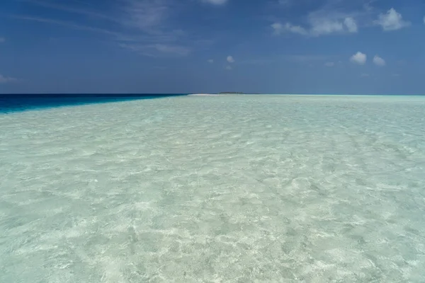 Sommar Tropisk Sandstrand Turkos Vatten Lagun Panorama — Stockfoto