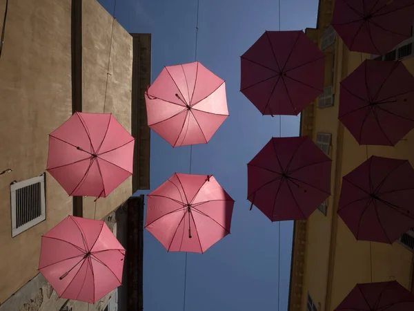 Grasse France Pink Color Umbrellas Street — Stock Photo, Image