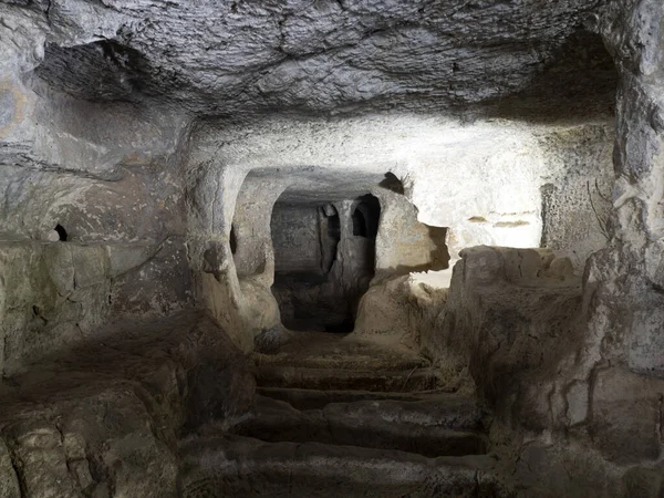 Ancienne Cava Ispica Catacombes Larderia Grotte Sicile — Photo