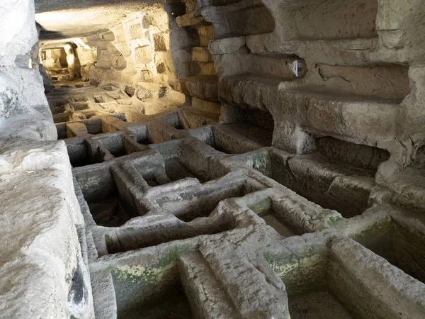 Ancient Cava Ispica Catacombs Larderia Cave Sicily — 스톡 사진