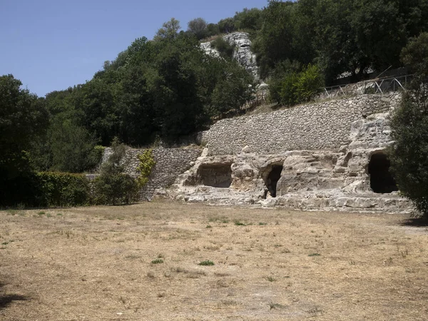 Αρχαία Cava Ispica Gymnasium Sicily — Φωτογραφία Αρχείου