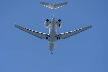 airplane jet while taking off or landing from bottom view