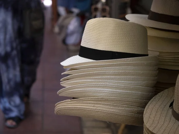 Many Hats Sale Shop Street Market Nice France — 图库照片