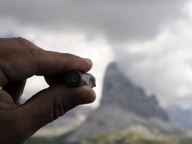 detail of first world war weapons found on Piana Mountain dolomites, Italy