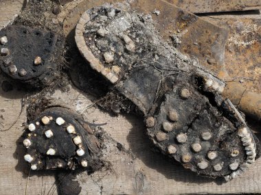 detail of first world war weapons found on Piana Mountain dolomites, Italy
