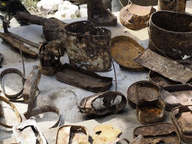 detail of first world war weapons found on Piana Mountain dolomites, Italy