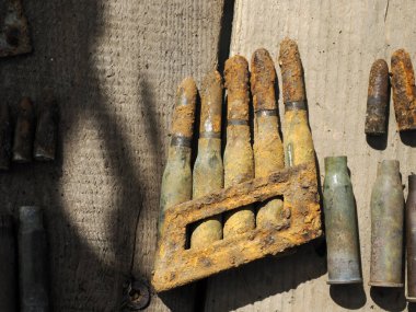 detail of first world war weapons found on Piana Mountain dolomites, Italy