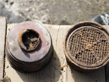 detail of first world war weapons found on Piana Mountain dolomites, Italy