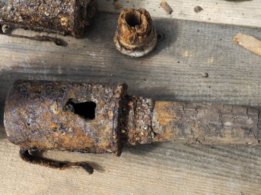 detail of first world war weapons found on Piana Mountain dolomites, Italy