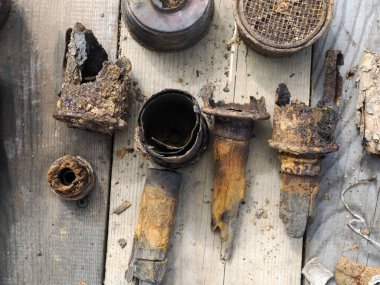 detail of first world war weapons found on Piana Mountain dolomites, Italy