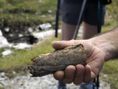 detail of first world war weapons found on Piana Mountain dolomites, Italy