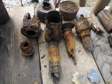detail of first world war weapons found on Piana Mountain dolomites, Italy