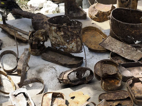 detail of first world war weapons found on Piana Mountain dolomites, Italy