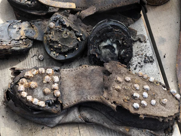 detail of first world war weapons found on Piana Mountain dolomites, Italy