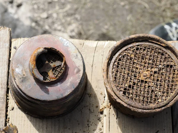 detail of first world war weapons found on Piana Mountain dolomites, Italy
