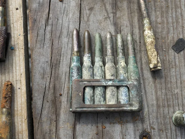 detail of first world war weapons found on Piana Mountain dolomites, Italy