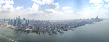 New York şehri Manhattan helikopter turu havadan şehir manzarası panoraması