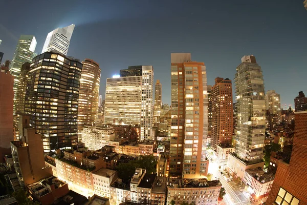 Manhattan Cidade Nova Iorque Cidade Noite Paisagem Urbana Aérea Terraço — Fotografia de Stock