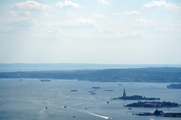 Nova Iorque Cidade Panorama Aéreo Hudson Jardas Terraço Vidro — Fotografia de Stock