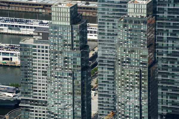 New York Città Aerea Panorama Hudson Cantieri Terrazza Vetro — Foto Stock