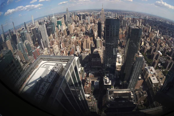 New York Città Aerea Panorama Hudson Cantieri Terrazza Vetro — Foto Stock