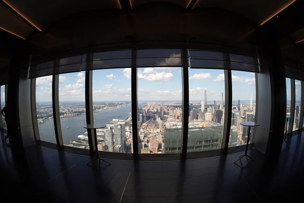 Nova Iorque Cidade Panorama Aéreo Hudson Jardas Terraço Vidro — Fotografia de Stock