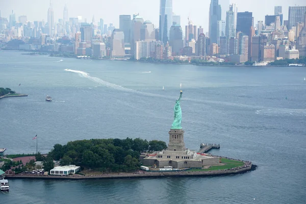 liberty statue new york city manhattan helicopter tour aerial cityscape panorama