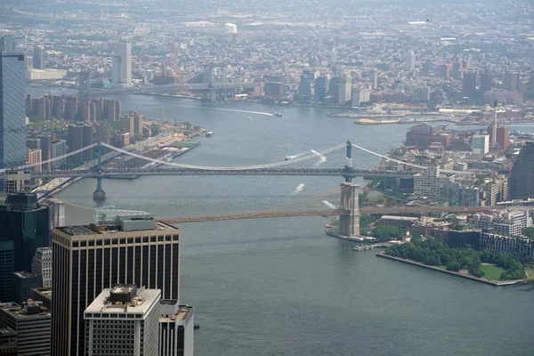 New York City Manhattan Helicopter Tour Aerial Cityscape Panorama — 스톡 사진