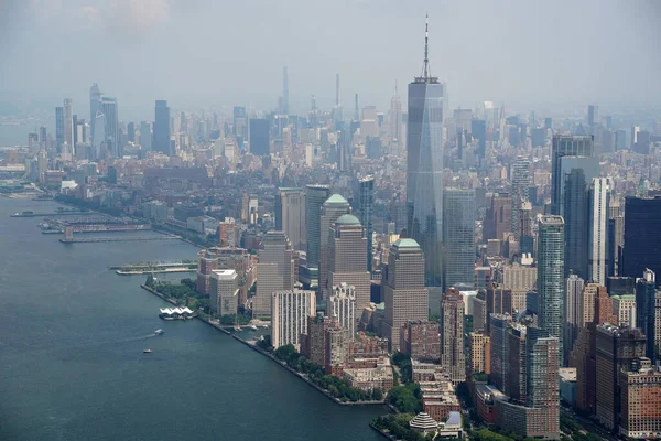 New York Şehri Manhattan Helikopter Turu Havadan Şehir Manzarası Panorama — Stok fotoğraf