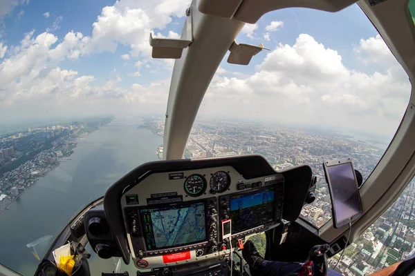 New York City Manhattan Helicopter Tour Aerial Cityscape Panorama — Stock Photo, Image