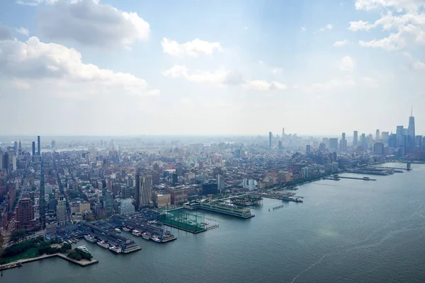 Nova Iorque Cidade Manhattan Helicóptero Tour Aéreo Cidade Panorama Hudson — Fotografia de Stock