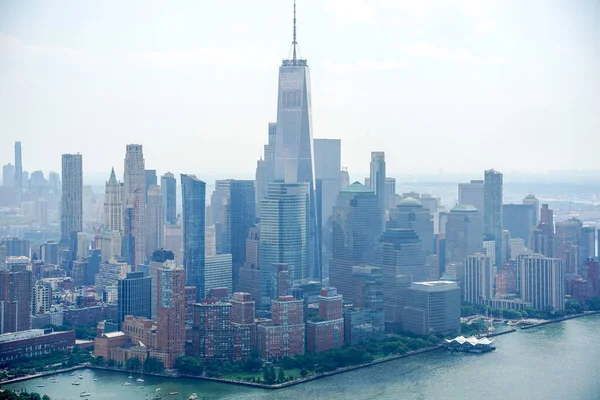 New York Város Manhattan Helikopter Túra Légi Városkép Panoráma Hudson — Stock Fotó