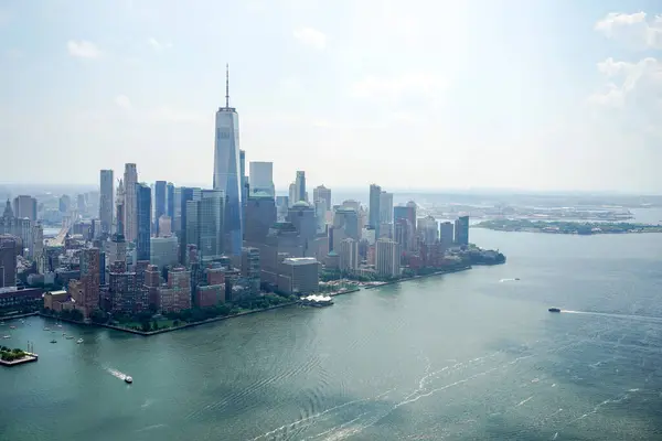 Nova Iorque Cidade Manhattan Helicóptero Tour Aéreo Cidade Panorama Hudson — Fotografia de Stock