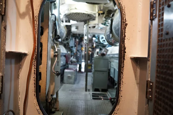 Militära Krig Ubåt Örlogsfartyg Interiör Dörr — Stockfoto
