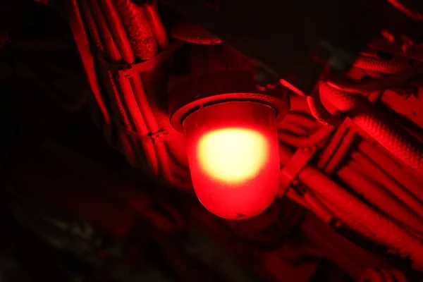 Buque Guerra Submarino Guerra Militar Interior Rojo Lámpara Luz Alarma — Foto de Stock