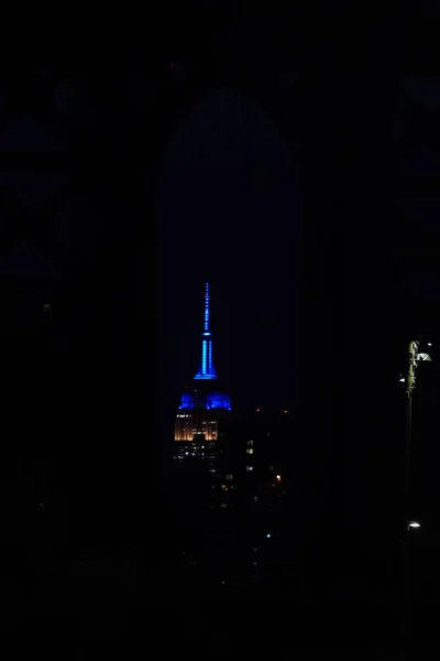 Imperium Stat Byggnad Manhattan New York Stad Natt Utsikt Från — Stockfoto