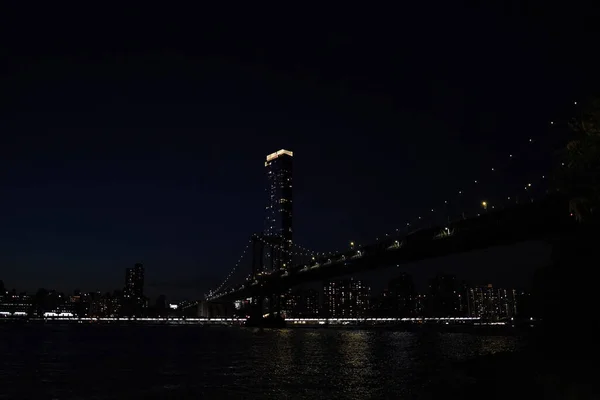 Manhattan Nueva York Vista Noche Desde Dumbo — Foto de Stock