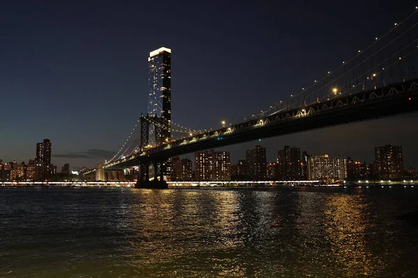 Manhattan Nueva York Vista Noche Desde Dumbo — Foto de Stock