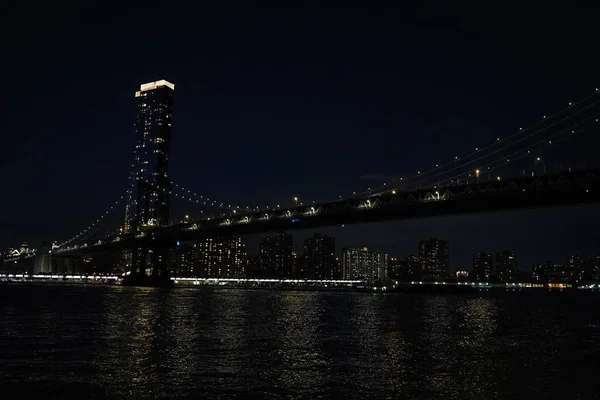 Manhattan New York Stad Nacht Uitzicht Van Dumbo — Stockfoto